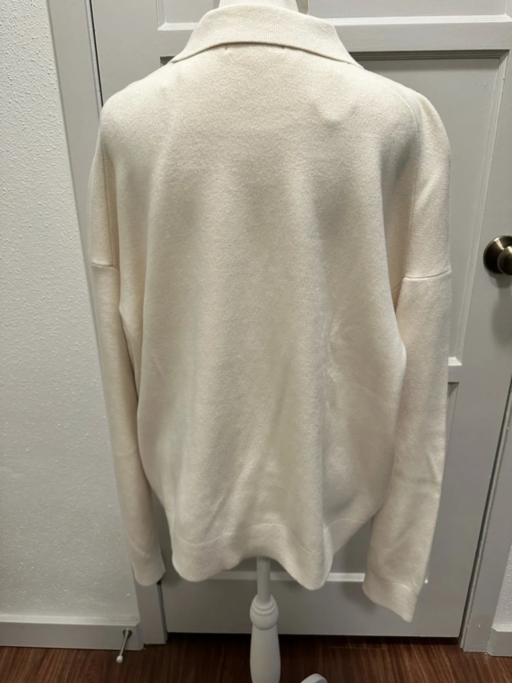 Uniqlo Cream Knit V-Neck Smooth Cotton Polo Sweater Sz XXL